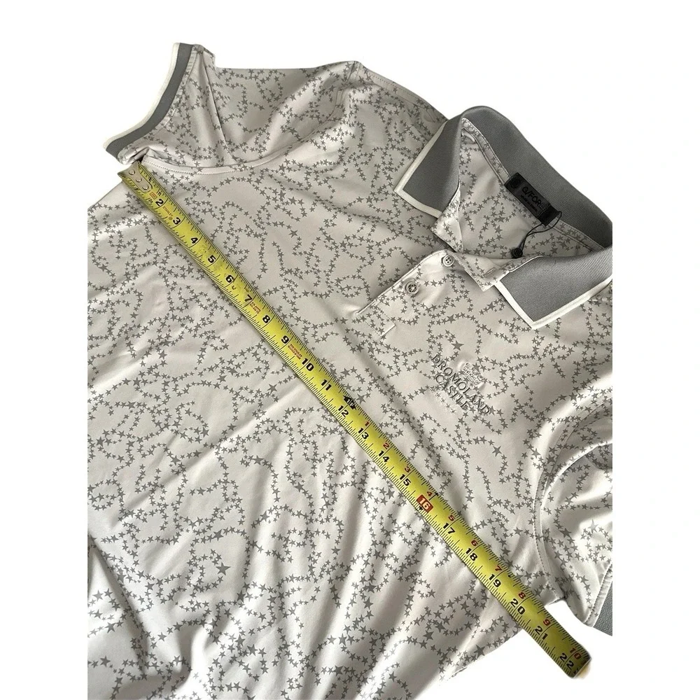 NWT G/Fore Mens Gray Star Dust Tech Jersey Golf Polo Shirt Banded Sleeve SMALL - Picture 5 of 8